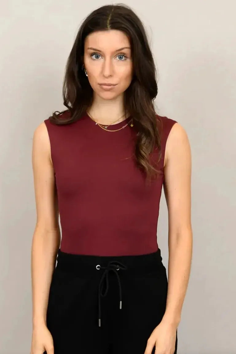 Roxi Sleeveless Bodysuit Oxblood | Swank Boutique