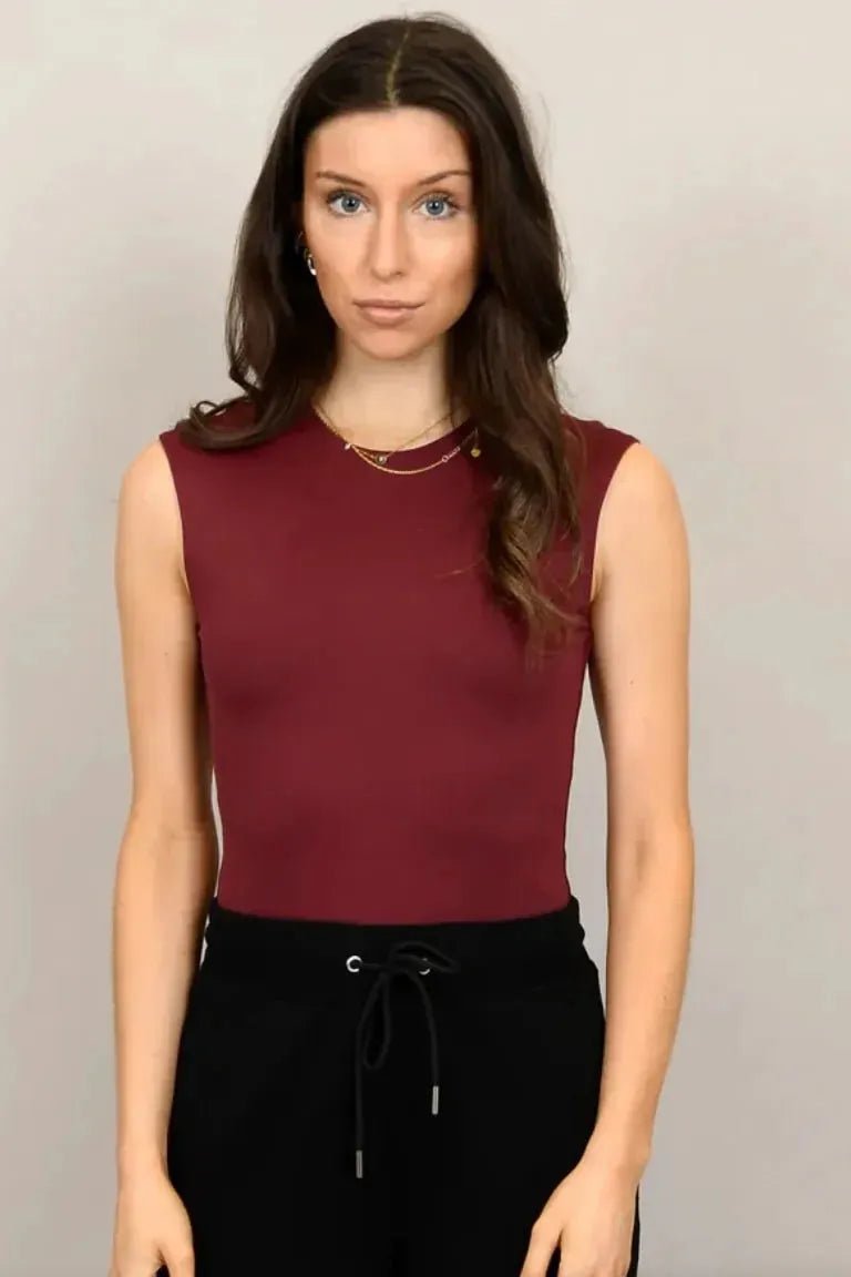 Roxi Sleeveless Bodysuit Oxblood | Swank Boutique