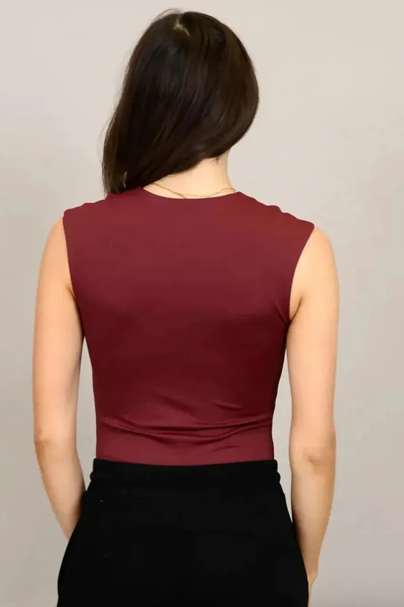 Roxi Sleeveless Bodysuit Oxblood | Swank Boutique