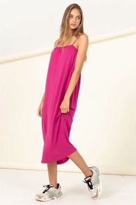 Radiant Pink Tie Back Midi Dress | Swank Boutique