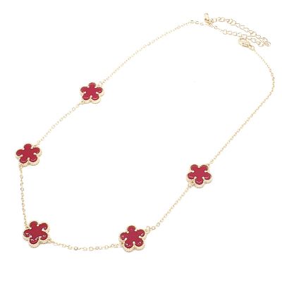 Flower Station Necklace - Red