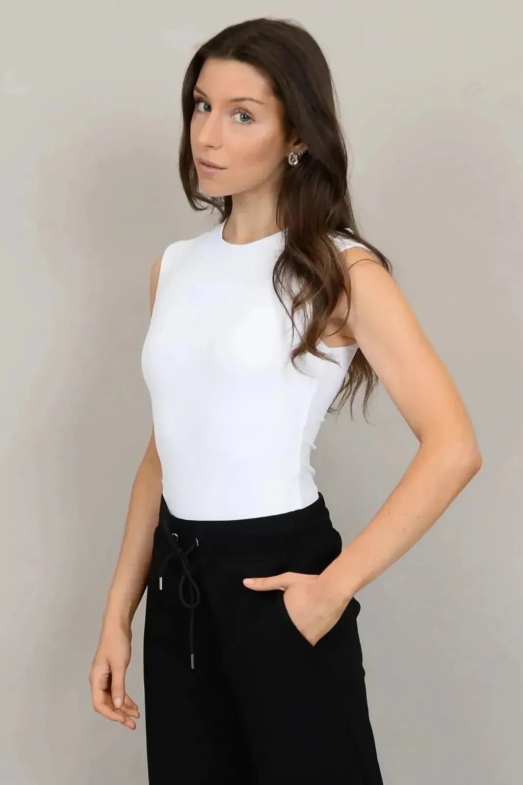 Roxi Sleeveless Bodysuit White | Swank Boutique
