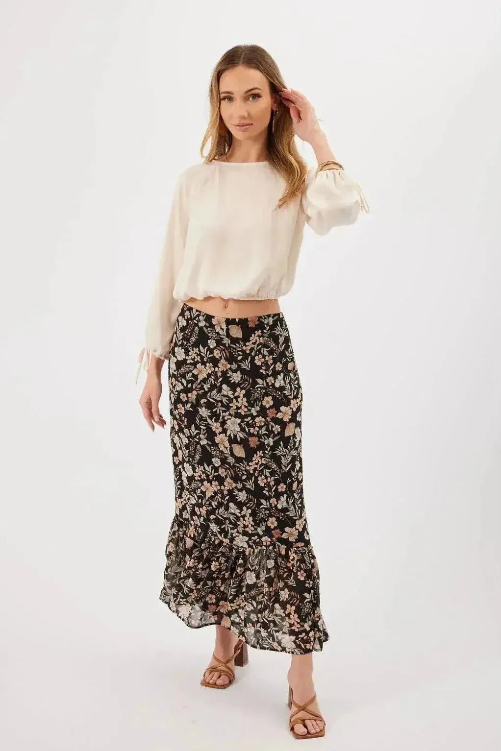 Tyla Champagne Satin Top | Swank Boutique