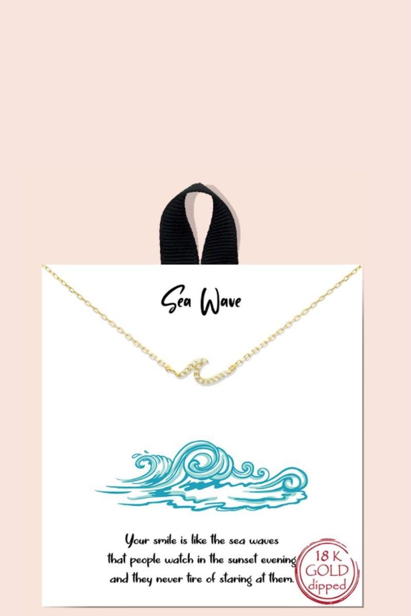 Rhodium Wave Stone Pendant | Swank Boutique