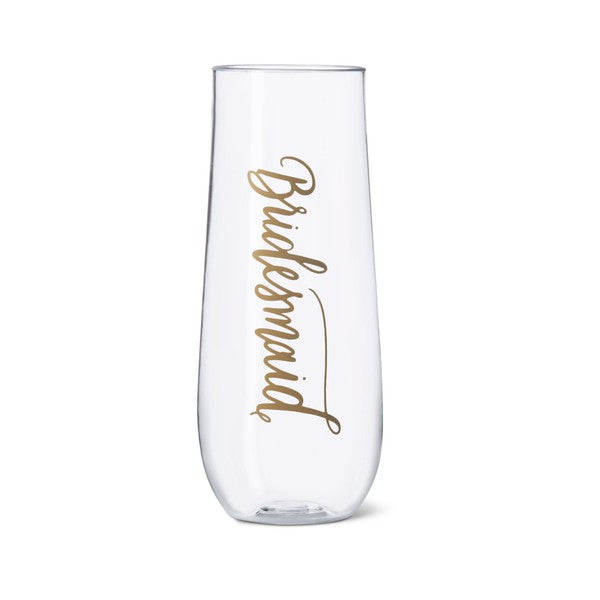11 oz. Bridesmaid Plastic Stemless Champagne Glass