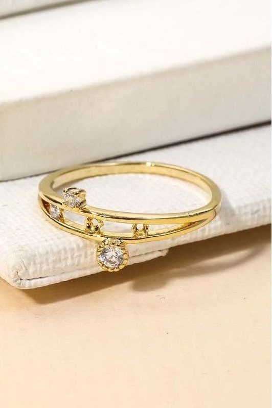 Staggered Rhinestone Ring | Swank Boutique