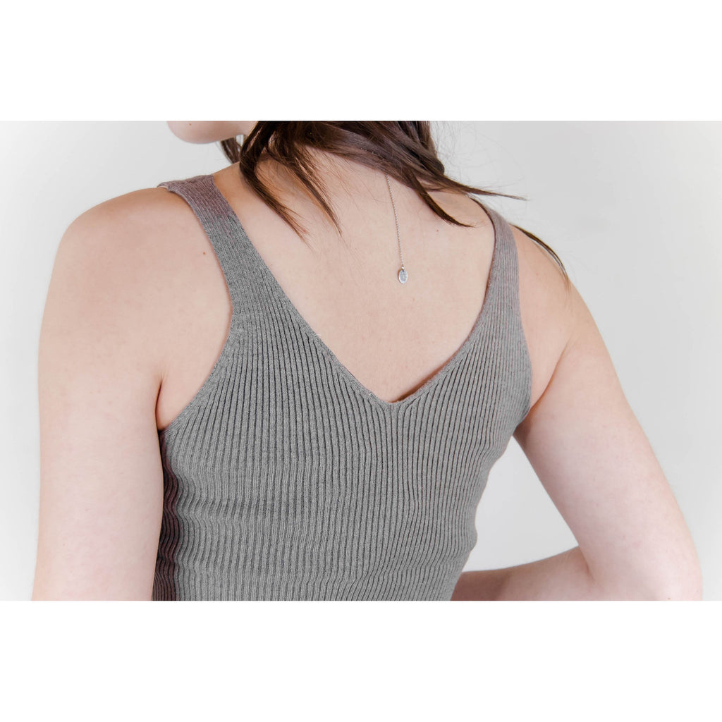 Ribbed Knit Tank Top - Heather Grey | Swank Boutique