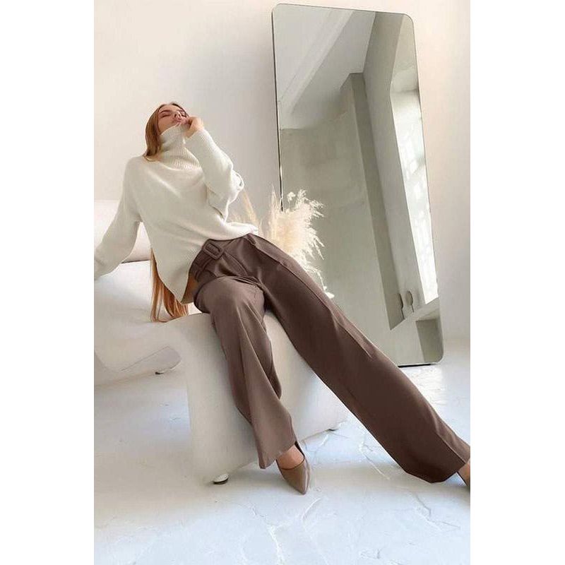High Rise Trouser - Coffee | Swank Boutique