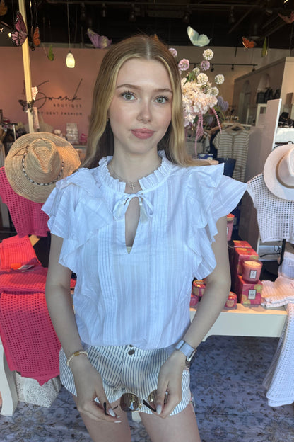 Denisse Pintuck Ruffle Blouse