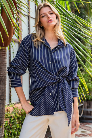 Brooklyn Tie Waist Blouse | Swank Boutique