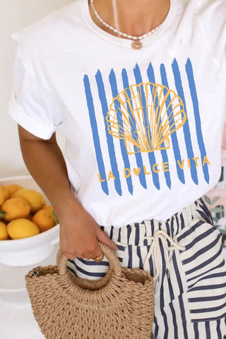 Sea Shell La Dolce Vita Graphic Tee | Swank Boutique