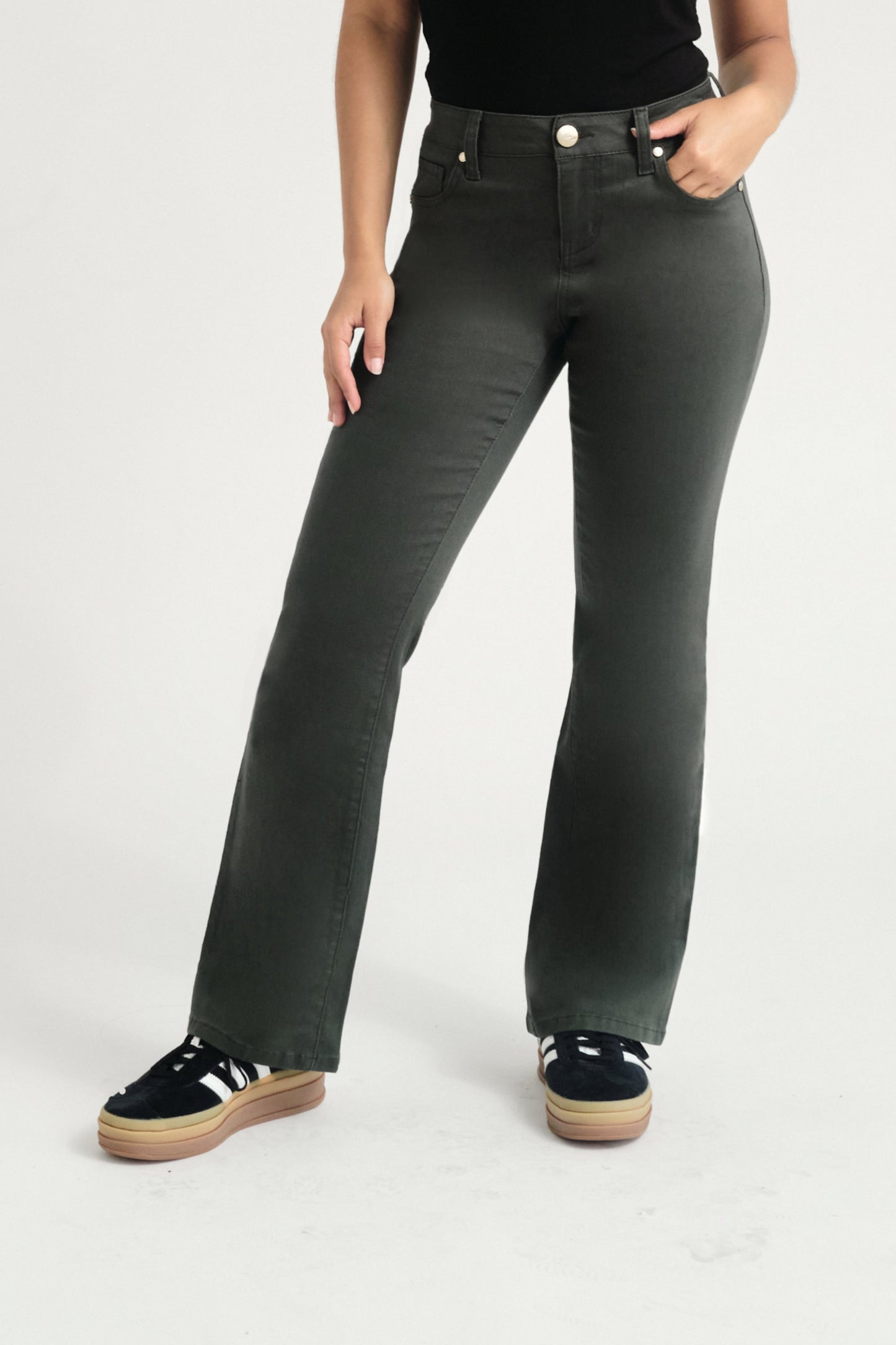 Petit Luxe Slim Boot Jean - Forest Green | Swank Boutique