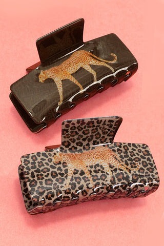 Wildlife Leopard Hair Claw Clips | 40H1073 | Swank Boutique