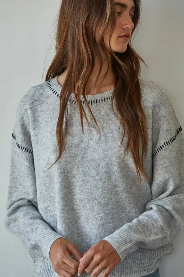 Contrast Stitch Sweater | Swank Boutique