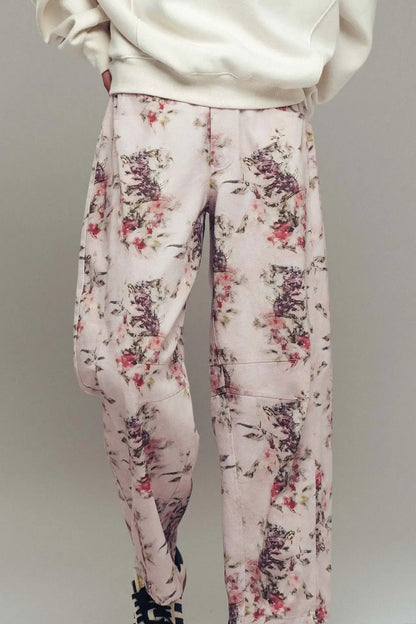 Floral Watercolor Barrel Jeans | Swank Boutique