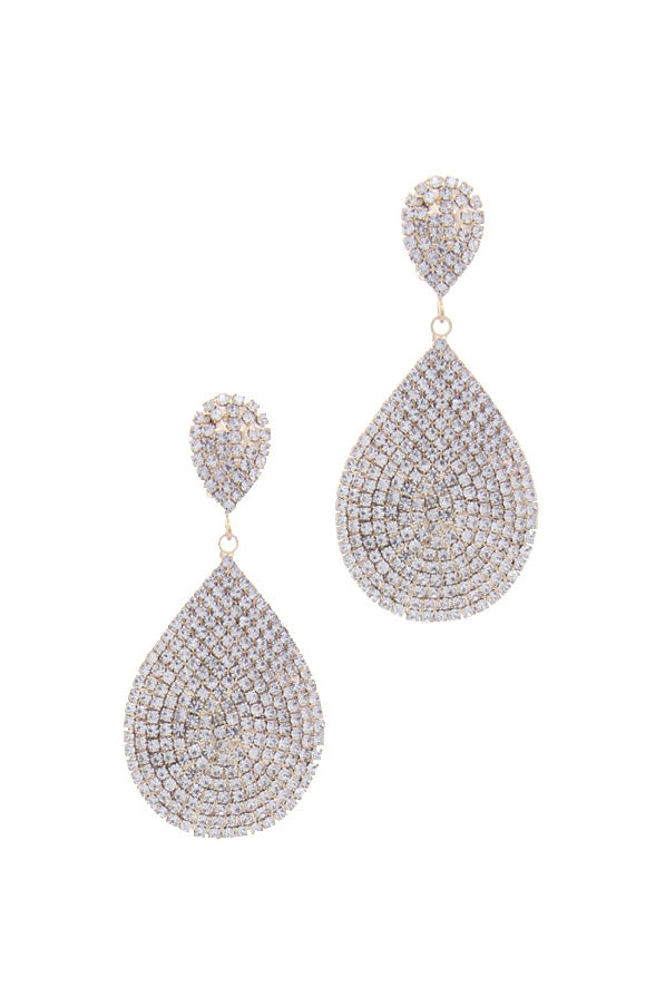 Rhinestone Tear Drop Earring - Gold (Copy) | Swank Boutique