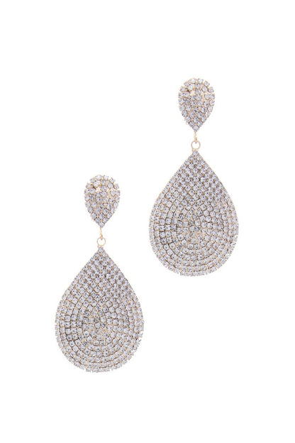 Rhinestone Tear Drop Earring - Gold (Copy) | Swank Boutique