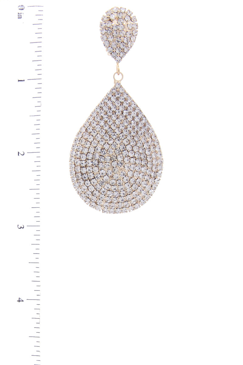 Rhinestone Tear Drop Earring - Gold (Copy) | Swank Boutique