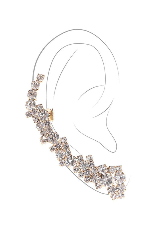 Wide Rhinestone Earring Cuff - Gold (Copy) | Swank Boutique