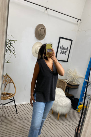 Kalina Charcoal Top | Swank Boutique
