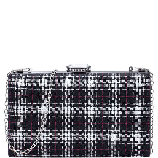 Plaid Sparkle Clutch | Swank Boutique