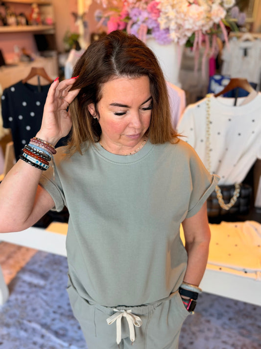 Rolled Sleeve Relaxed Tee | Swank Boutique