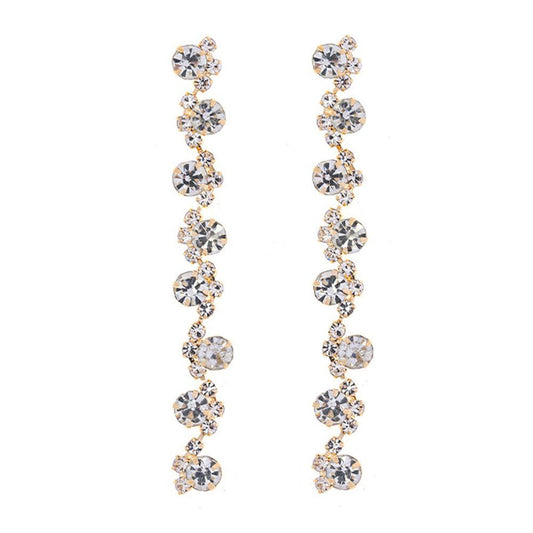 Rhinestone Linear Earrings - Gold | Swank Boutique