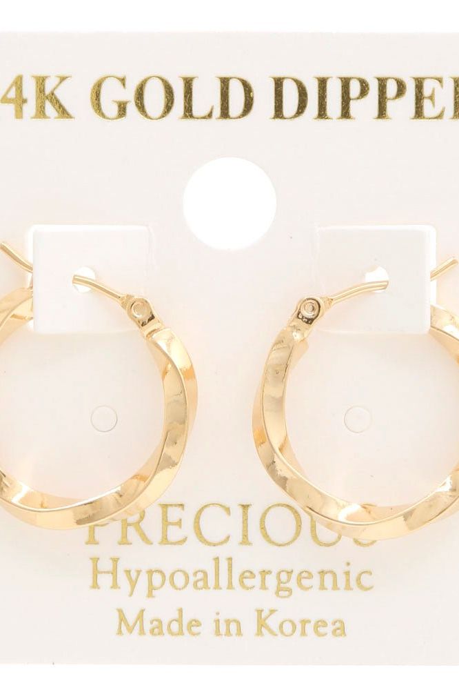 Twisted 14K Gold Dipped Hoop Earrings | Swank Boutique