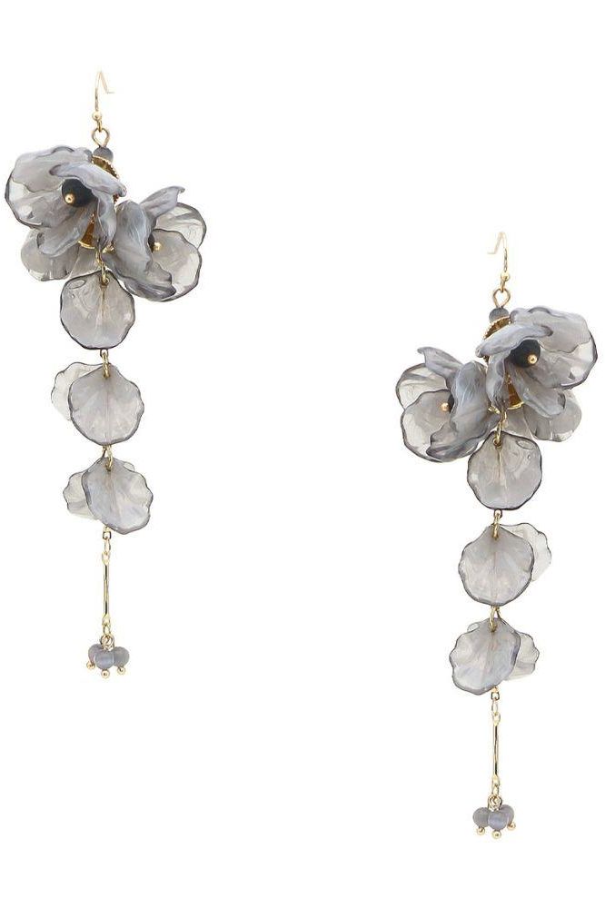 Flower Cluster Earrings - Grey | Swank Boutique