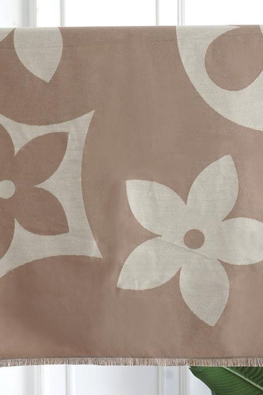 Lightweight Flower Print Scarf - Taupe | Swank Boutique