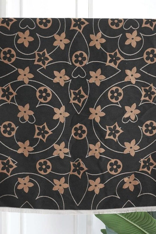 Lightweight Flower Print Scarf - Taupe (Copy) | Swank Boutique