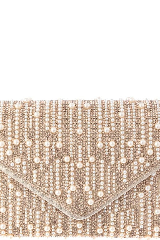 Rhinestone & Pearl Clutch | Swank Boutique