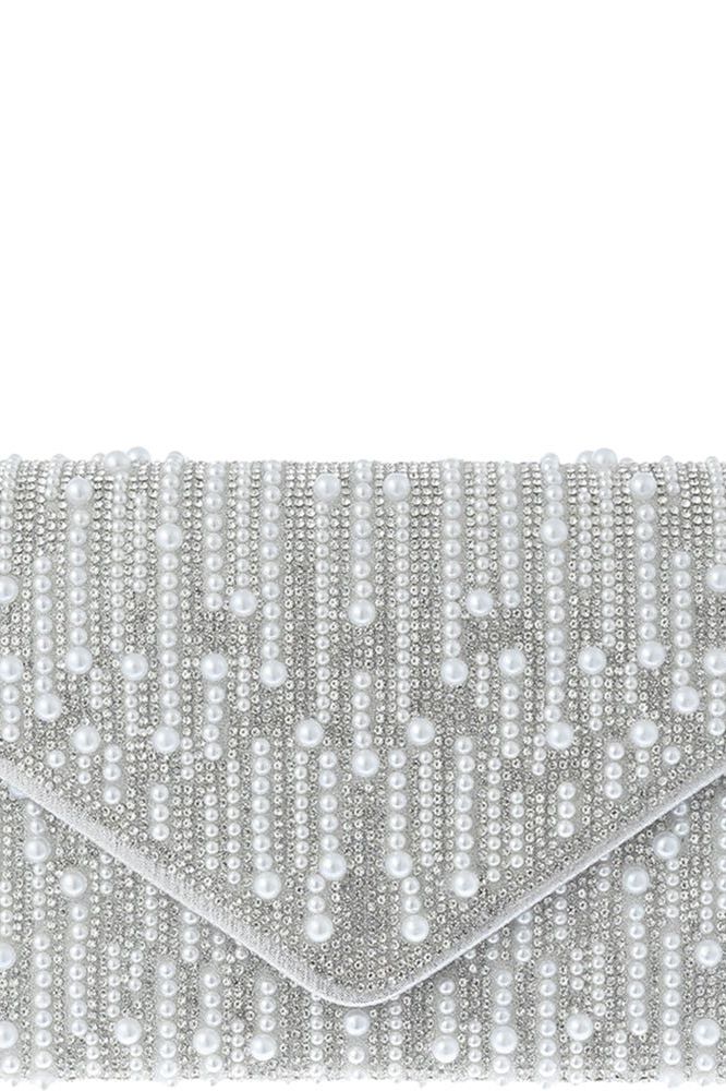 Rhinestone & Pearl Clutch - Champagne (Copy) | Swank Boutique