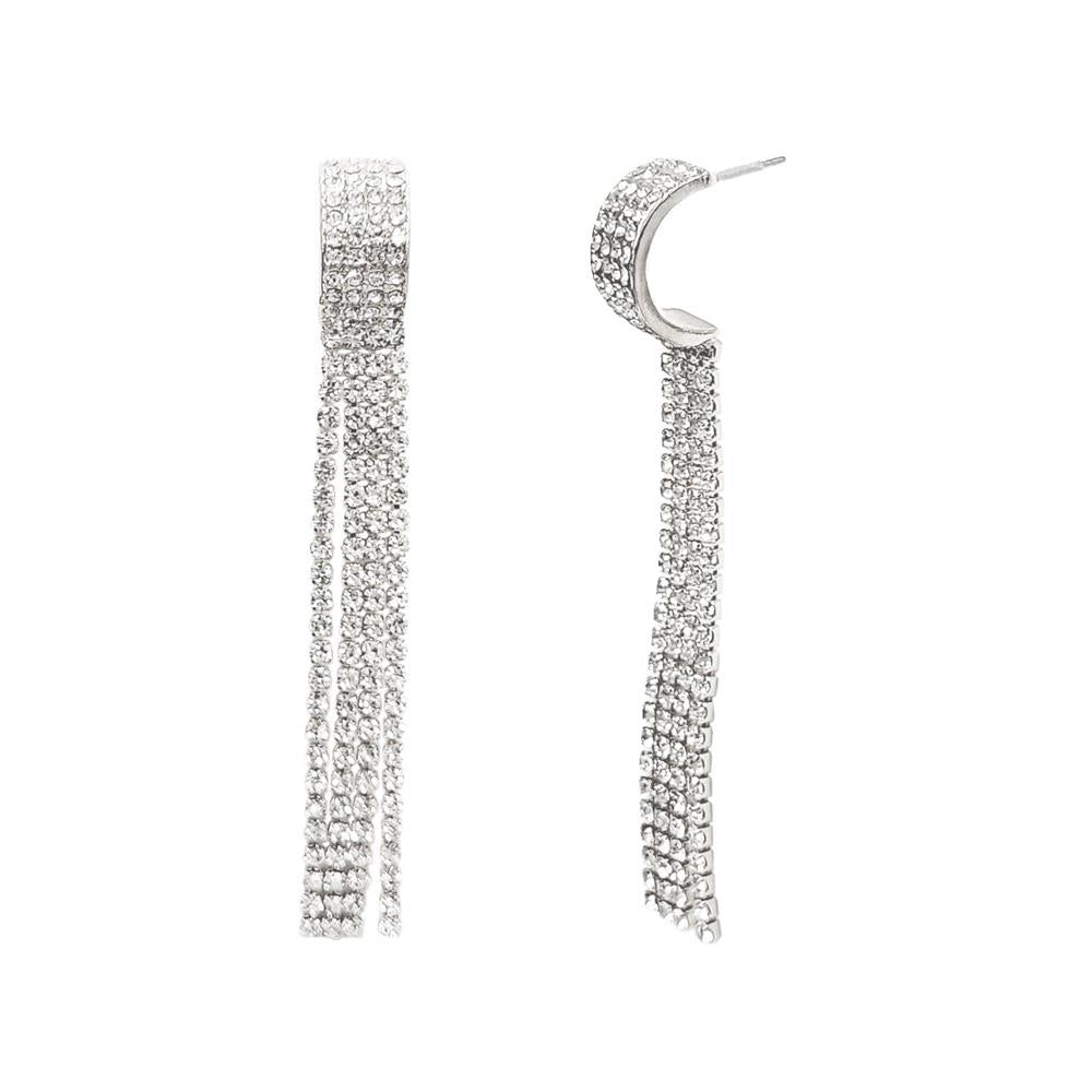 Rhinestone Tassel Drop Earring | Swank Boutique