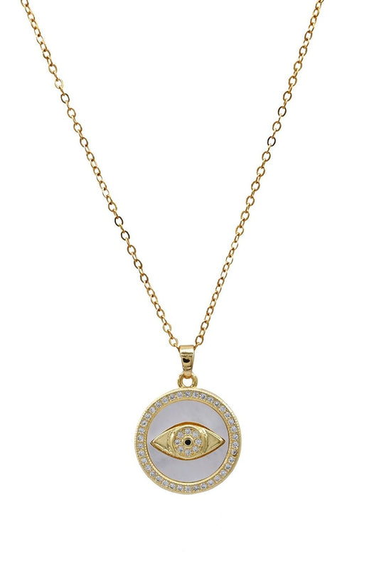 Evil Eye Charm Necklace - Gold | Swank Boutique