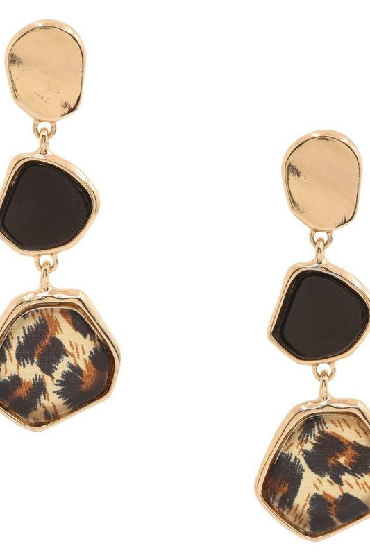 Animal Print Stone Link Dangle Earrings | Swank Boutique