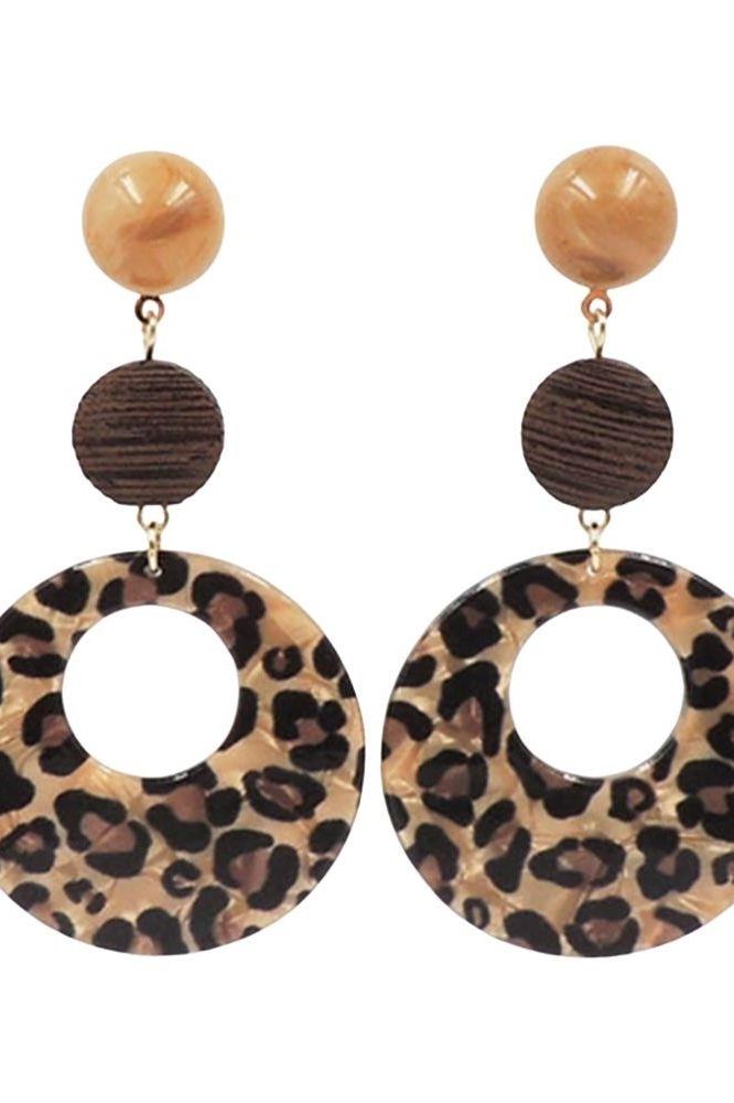 Leopard Resin Round Earrings | Swank Boutique