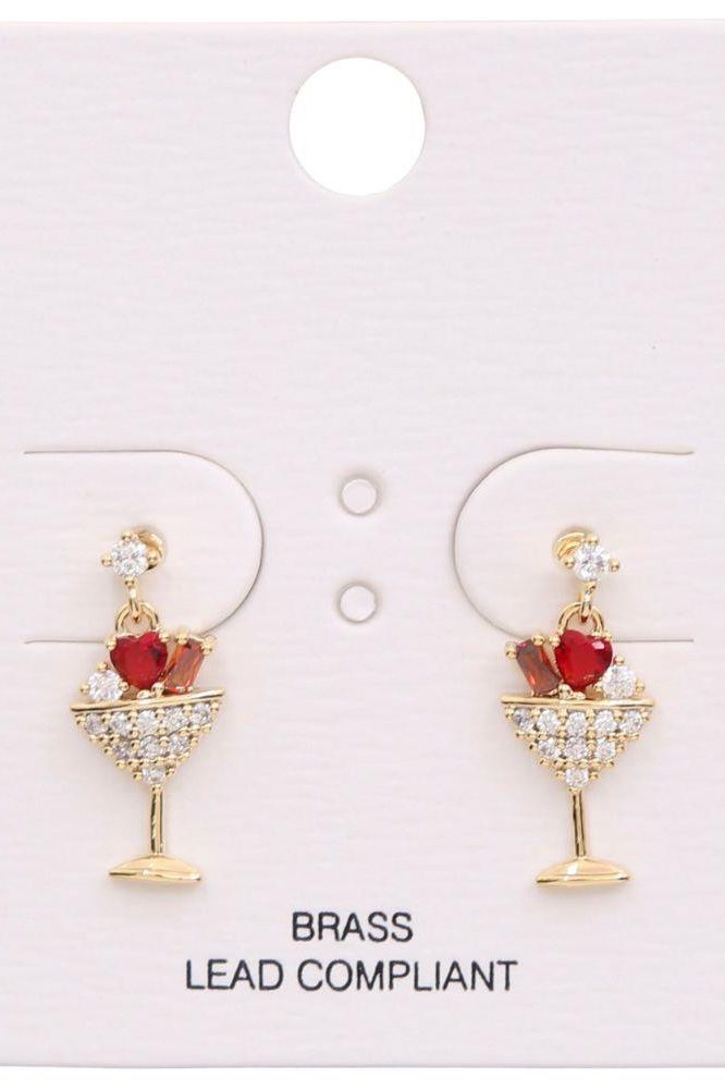 Champagne Glass Stud Earrings | Swank Boutique