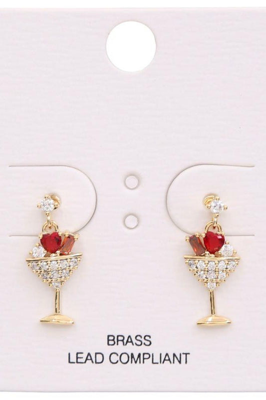 Champagne Glass Stud Earrings | Swank Boutique