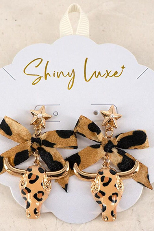 Leopard Ribbon Dangle Earrings | Swank Boutique