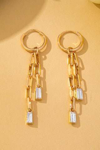 Paperclip Chain Glass Rhinestone Drop Earrings | 80E63144 | Swank Boutique