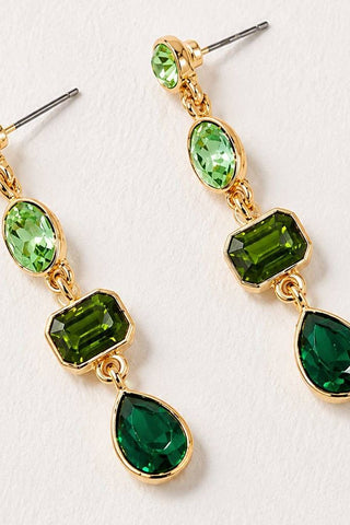 4 Tier Drop Layer Rhinestone Earrings | 40E527 | Swank Boutique