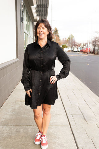 Stone Black Mini Dress | Swank Boutique
