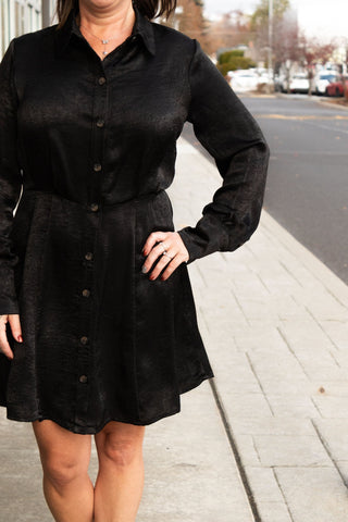 Stone Black Mini Dress | Swank Boutique