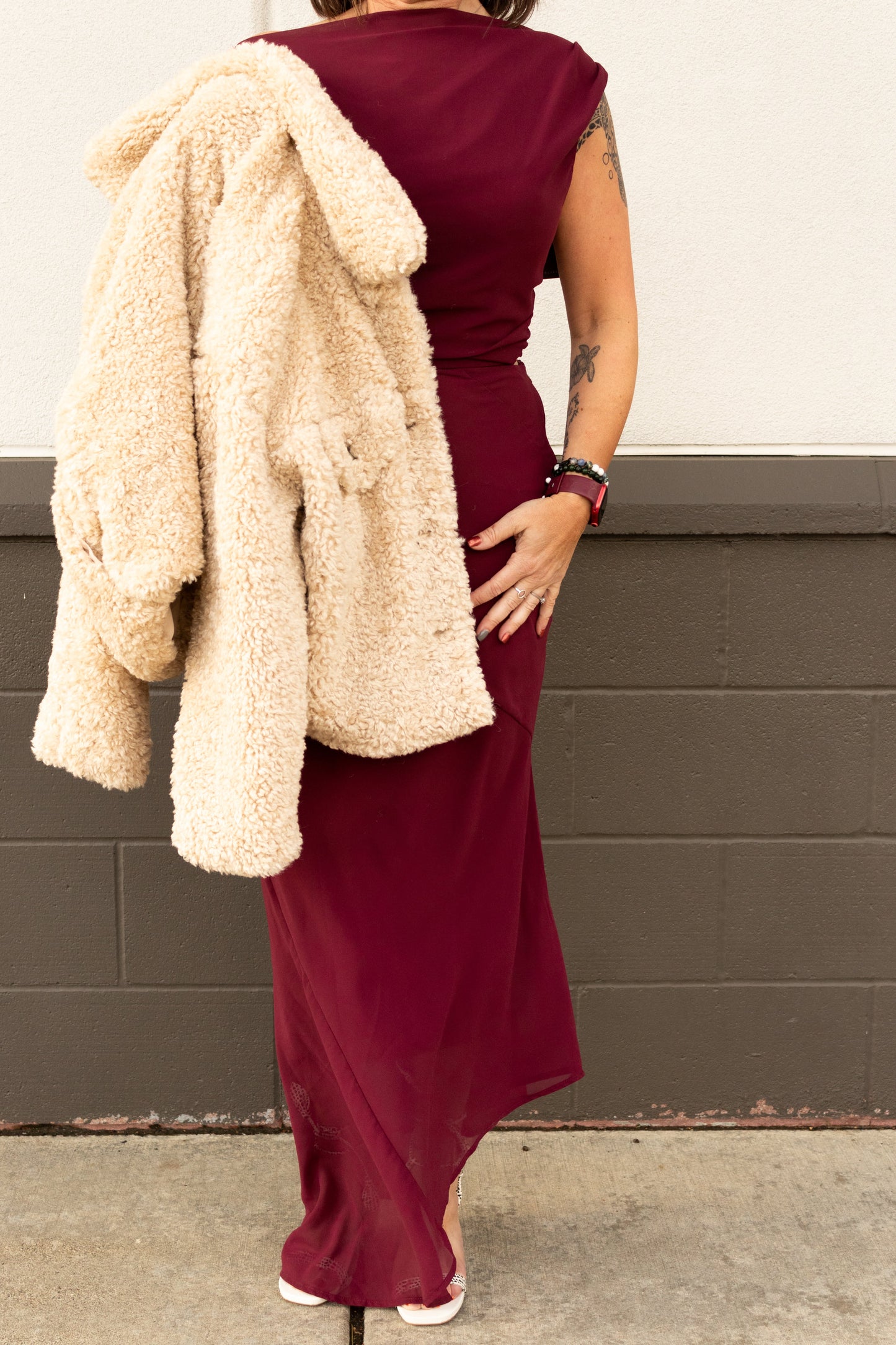 Wine Asymmetrical Skirt | Swank Boutique