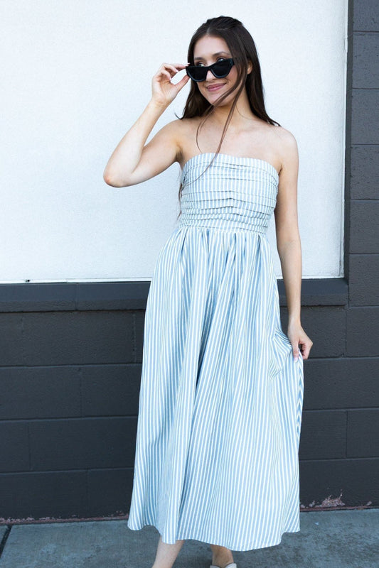 Luna Maxi Dress - Dusty Blue | Swank Boutique