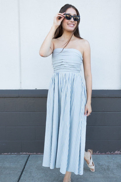 Luna Maxi Dress - Dusty Blue | Swank Boutique