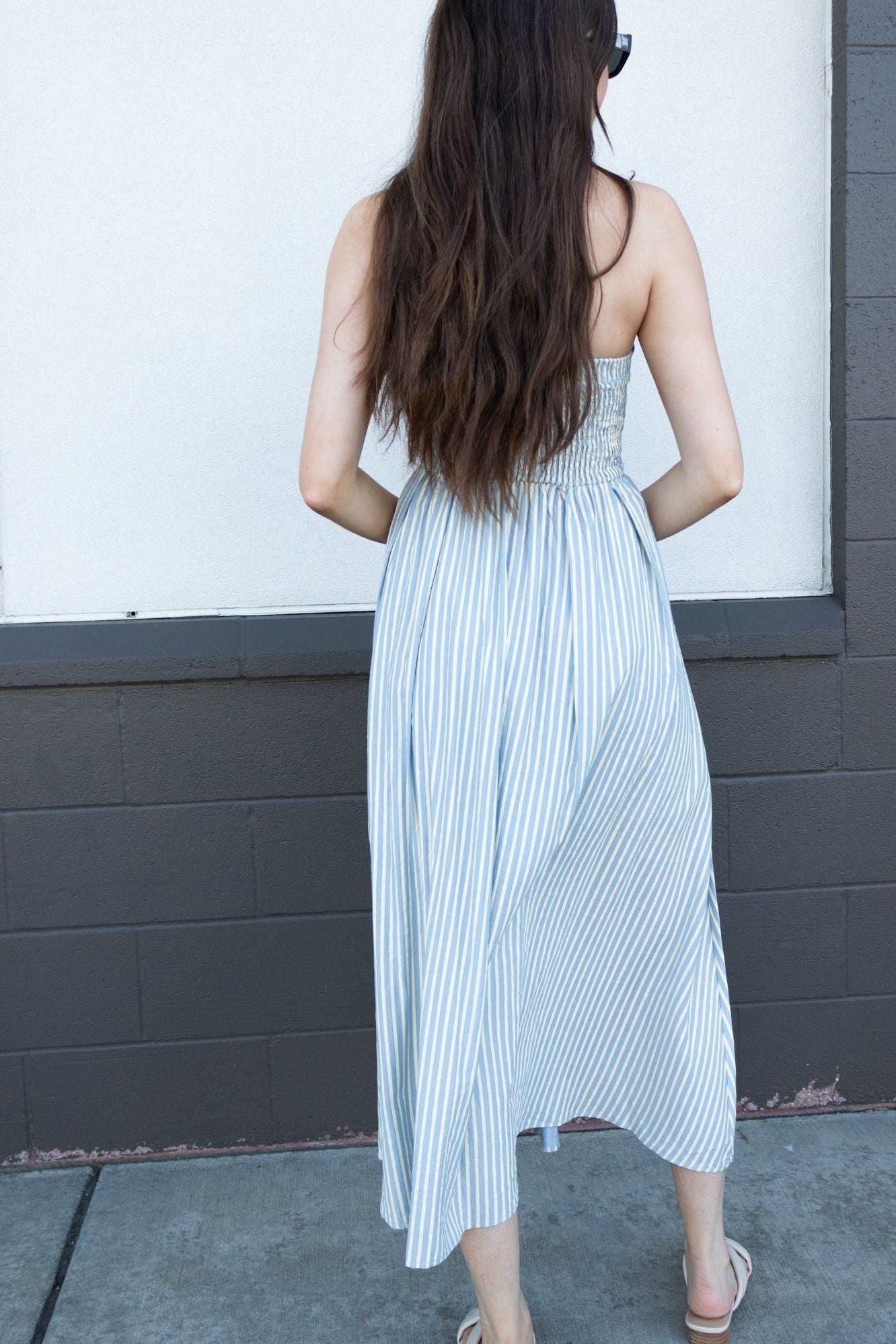 Luna Maxi Dress - Dusty Blue | Swank Boutique