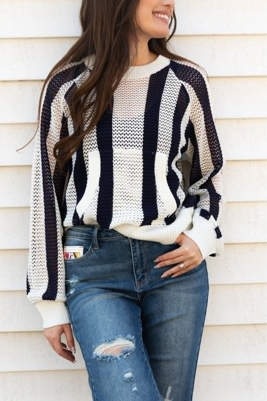 Saphire Striped Sweater | Swank Boutique