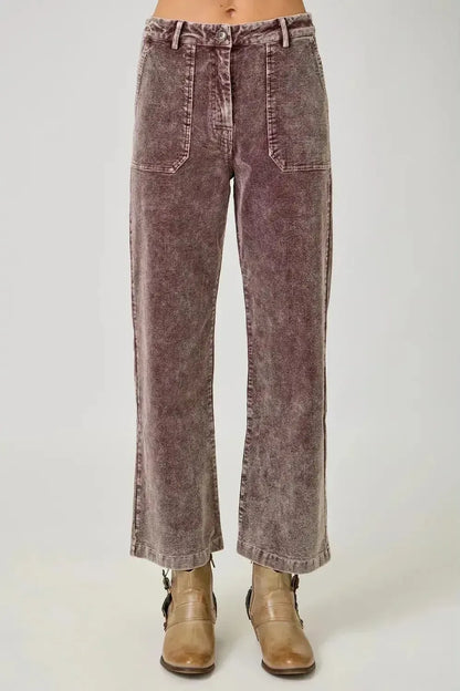 Corduroy Trousers - Washed Choco | Swank Boutique